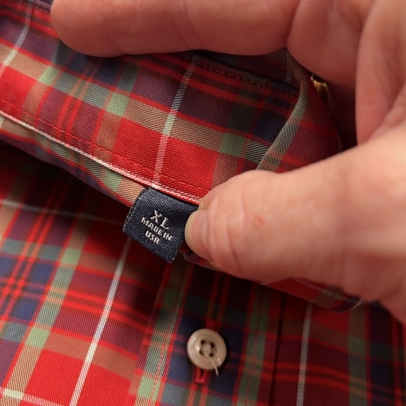 Burberry London Men's Red Plaid Long Sleeve Button Down Shirt Size XL - Picture 8 of 9